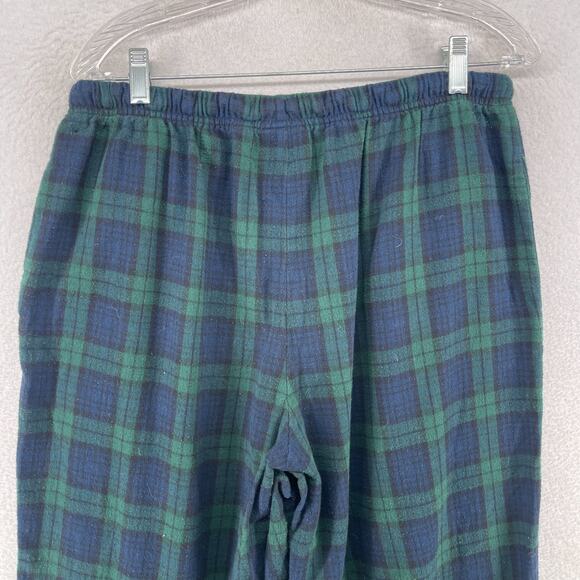 LL BEAN Pajama Pants Mens L Scotch Plaid Blackwatch Flannel Lounge PJs Green - Picture 7 of 13